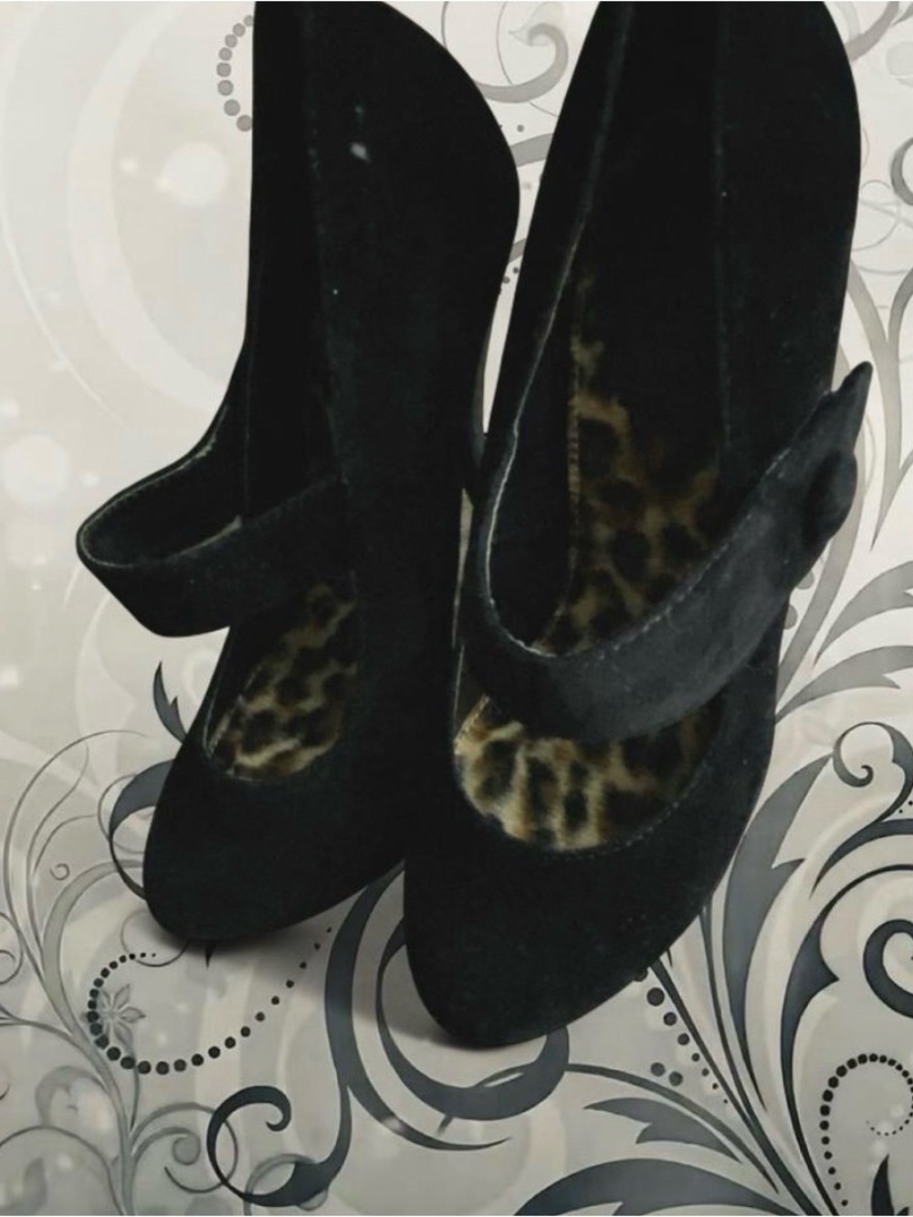 Aldo Black Mary Jane Heels with Leopard Insole
